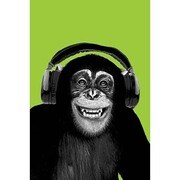 S4013 [Sイラストポスター CHIMPANZEE HEADPHONES]