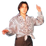 ダンスシャツ 黒水玉