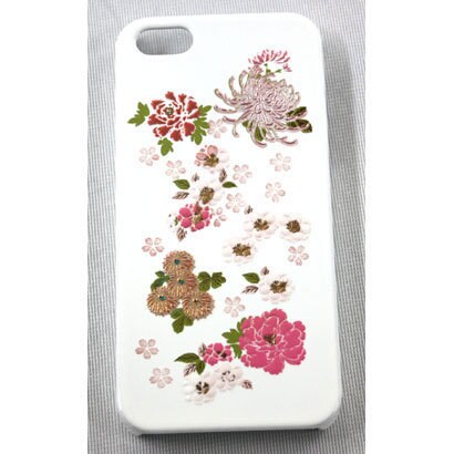 I5-MK0-007 [iPhone5用カバー 高盛り蒔絵 華尽くし（白）]