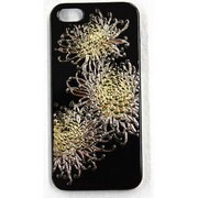 I5-MK0-010 [iPhone SE/5s/5用カバー 高盛り蒔絵 糸菊（黒）]