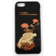 I5-MK0-016 [iPhone5用カバー 高盛り蒔絵 銭がえる（黒）]