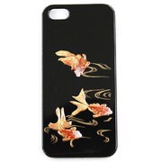 I5-MK0-021 [iPhone5用カバー 高盛り蒔絵 金魚（黒）]