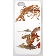 I5-MK0-029 [iPhone SE/5s/5用カバー 高盛り蒔絵 龍鳳呈祥(白)]