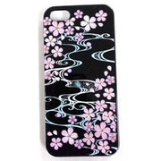 I5-MK0-032 [iPhone5用カバー 高盛り蒔絵 桜（黒）]