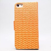 MINIOPAL CASE 84746 [iPhone5用 手帳タイプ オレンジ×シルバー クロコダイル柄左右開閉型スタンド可]