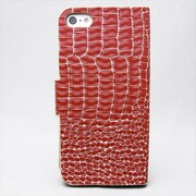 MINIOPAL CASE 84753 [iPhone5用 手帳タイプ レッド×シルバー クロコダイル柄左右開閉型スタンド可]