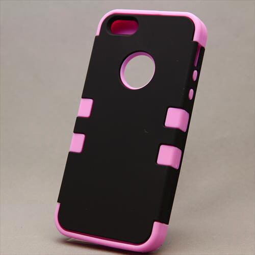 MINIOPAL CASE 89482 [iPhone5用 シリコン×プラスチックコンビシリーズ ブラック×ベビーピンク]