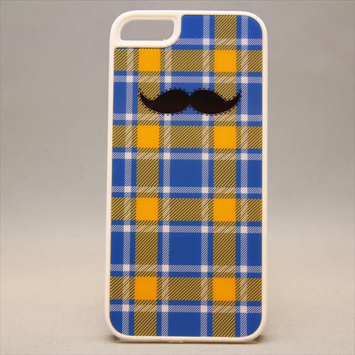 MINIOPAL CASE 80373 [iPhone5用 ちょび髭ストライプシリーズ ブルー×イエロー チェック]
