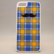 MINIOPAL CASE 80373 [iPhone5用 ちょび髭ストライプシリーズ ブルー×イエロー チェック]
