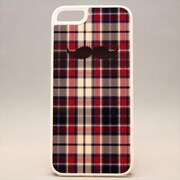 MINIOPAL CASE 82230 [iPhone5用 ちょび髭ストライプシリーズ ブラック×レッド チェック髭（ひげ）デザイン]