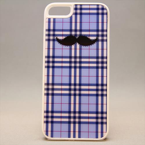 MINIOPAL CASE 82247 [iPhone5用 ちょび髭ストライプシリーズ ブルー×ホワイト チェック]