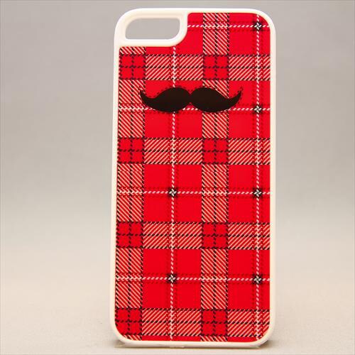 MINIOPAL CASE 81943 [iPhone5用 ちょび髭ストライプシリーズ レッド×ホワイト チェック]