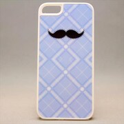 MINIOPAL CASE 83763 [iPhone5用 ちょび髭ストライプシリーズ ライトブルー×ホワイト チェック]