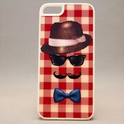 MINIOPAL CASE 81967 [iPhone5用 ちょび髭男爵ストライプシリーズ レッド×ホワイト×チェック柄]