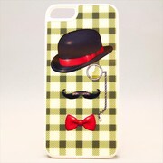MINIOPAL CASE 82278 [iPhone5用 ちょび髭男爵ストライプシリーズ グリーン×ホワイト 男爵チェック]