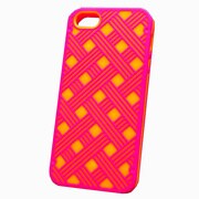 MINIOPAL CASE 06820 [iPhone5用 カラフルあみあみ模様シリーズ ピンク×イエロー チェック]