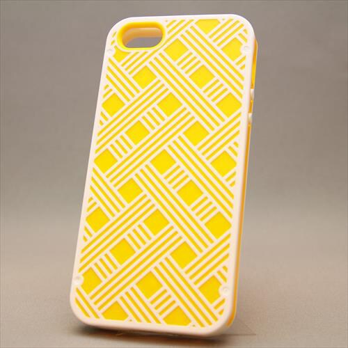 MINIOPAL CASE 06837 [iPhone5用 カラフルあみあみ模様シリーズ ホワイト×イエロー チェック]