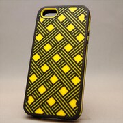 MINIOPAL CASE 06844 [iPhone5用 カラフルあみあみ模様シリーズ ブラック×イエロー チェック]