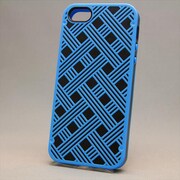 MINIOPAL CASE 06882 [iPhone5用 カラフルあみあみ模様シリーズ ブルー×ブラック チェック]