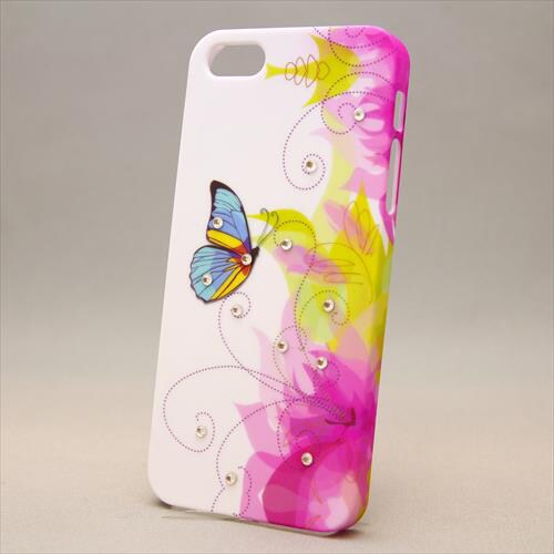 MINIOPAL CASE 85224 [iPhone5用 背面カバータイプ ホワイト プリント柄ストーン入り]