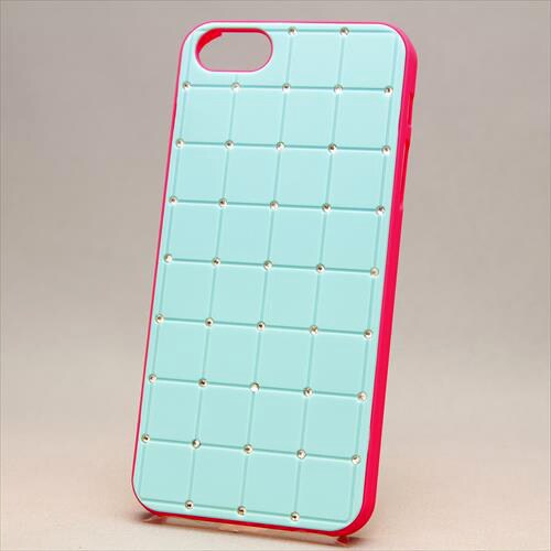 MINIOPAL CASE 91119 [iPhone5用 ストーン付きエレガントシリーズ ライトブルー×レッド]