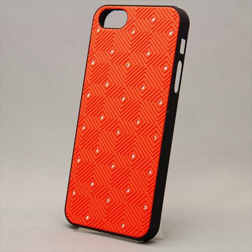 MINIOPAL CASE 16195 [iPhone5用 ポイントストーンシリーズ オレンジ×ブラック ストーンダイヤ柄]