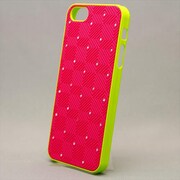 MINIOPAL CASE 16218 [iPhone5用 ポイントストーンシリーズ ピンクレッド×グリーン ストーンダイヤ柄]