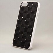 MINIOPAL CASE 16232 [iPhone5用 ポイントストーンシリーズ ブラック×ホワイト ストーンダイヤ柄]