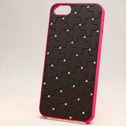 MINIOPAL CASE 16096 [iPhone5用 ポイントストーンシリーズ ブラック×ピンク ストーン十字柄]