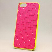 MINIOPAL CASE 16126 [iPhone5用 ポイントストーンシリーズ ピンク×グリーン ストーン十字柄]