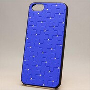 MINIOPAL CASE 16133 [iPhone5用 ポイントストーンシリーズ ブルー×ブラック ストーン十字柄]