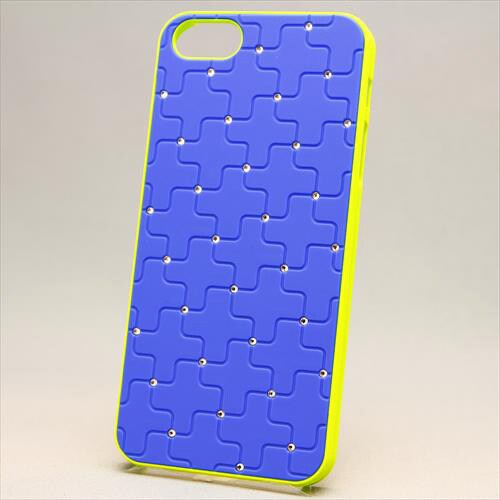 MINIOPAL CASE 16140 [iPhone5用 ポイントストーンシリーズ ブルー×グリーン ストーン十字柄]