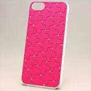 MINIOPAL CASE 16164 [iPhone5用 ポイントストーンシリーズ レッド×ホワイト ストーン十字柄]