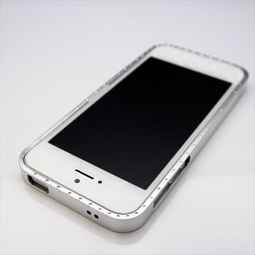 MINIOPAL CASE 06998 [iPhone5用 軽量バンパー シルバー ストーン付]