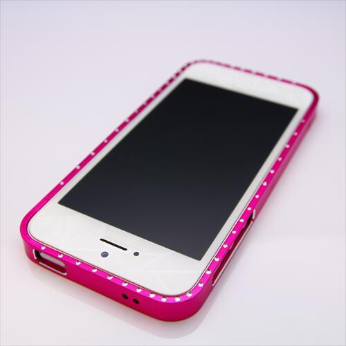 MINIOPAL CASE 07001 [iPhone5用 軽量バンパー ピンク ストーンストーン付]