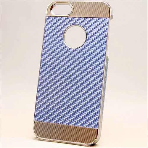 MINIOPAL CASE 86092 [iPhone5用 カーボン調アルミシリーズ ライトブルー×シルバー]
