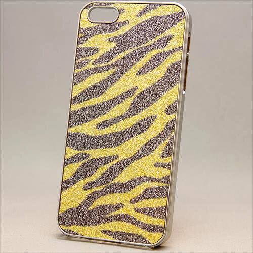 MINIOPAL CASE 87068 [iPhone5用 アニマルシリーズ イエロー×シルバー ゼブラ柄ラメ仕様]