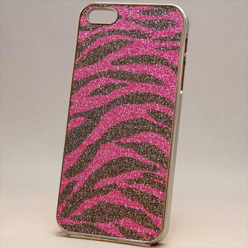 MINIOPAL CASE 87075 [iPhone5用 アニマルシリーズ ピンク×シルバー ゼブラ柄ラメ仕様]