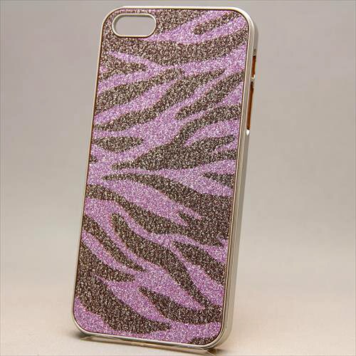 MINIOPAL CASE 87082 [iPhone5用 アニマルシリーズ パープル×シルバー ゼブラ柄ラメ仕様]