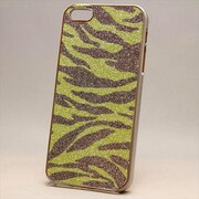 MINIOPAL CASE 86184 [iPhone5用 アニマルシリーズ グリーン×シルバー ゼブラ柄ラメ仕様]