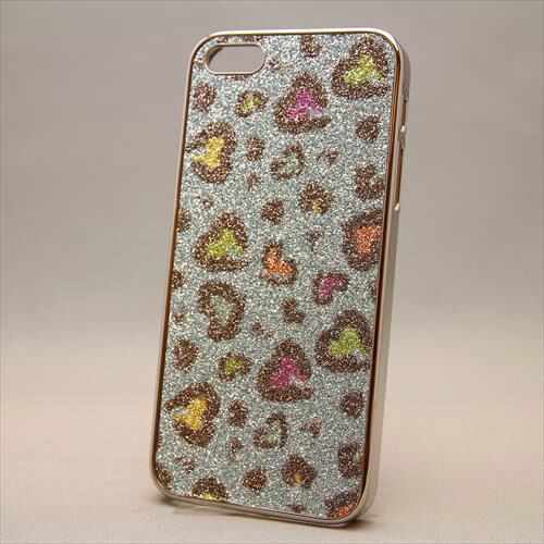 MINIOPAL CASE 87105 [iPhone5用 ハートアニマル柄シリーズ ライトブルー×シルバー 豹柄]