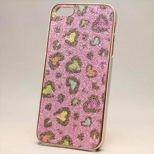 MINIOPAL CASE 87129 [iPhone5用 ハートアニマル柄シリーズ ピンク×シルバー 豹柄]