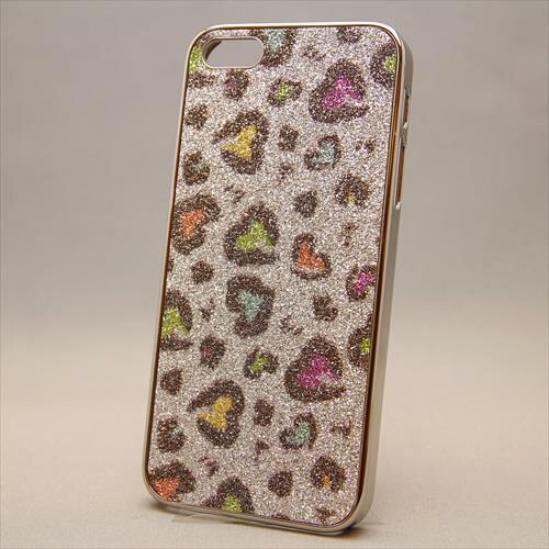 MINIOPAL CASE 87136 [iPhone5用 ハートアニマル柄シリーズ ブルー×シルバー 豹柄]