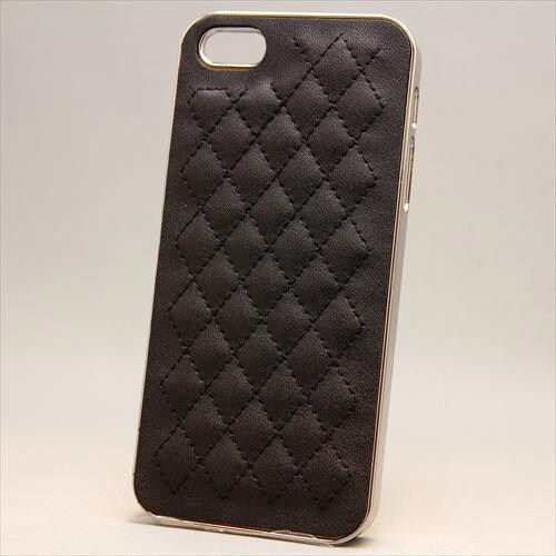 MINIOPAL CASE 87303 [iPhone5用 合皮キルティングシリーズ ブラック×シルバー]