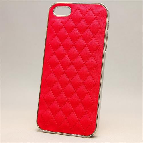 MINIOPAL CASE 87341 [iPhone5用 合皮キルティングシリーズ レッド×シルバー]