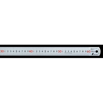 ピックアップスケールシルバー60cm cm表示 上下1mmピッチ 赤数字入 JIS 13137