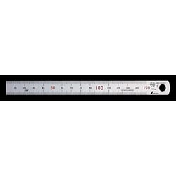 直尺 シルバー 15cm 上下段1mmピッチ 赤数字入 JIS 13404