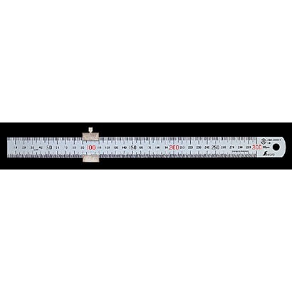 直尺 シルバー 30cm 赤数字入 ストッパー付 JIS 76752