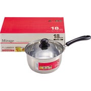 ミラージュ ステンレス製ガラス蓋付片手鍋18cm H-3171