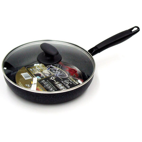 タフマーブル 4層ふっ素ハード加工IH対応ガラス蓋付フライパン26cm H-4098